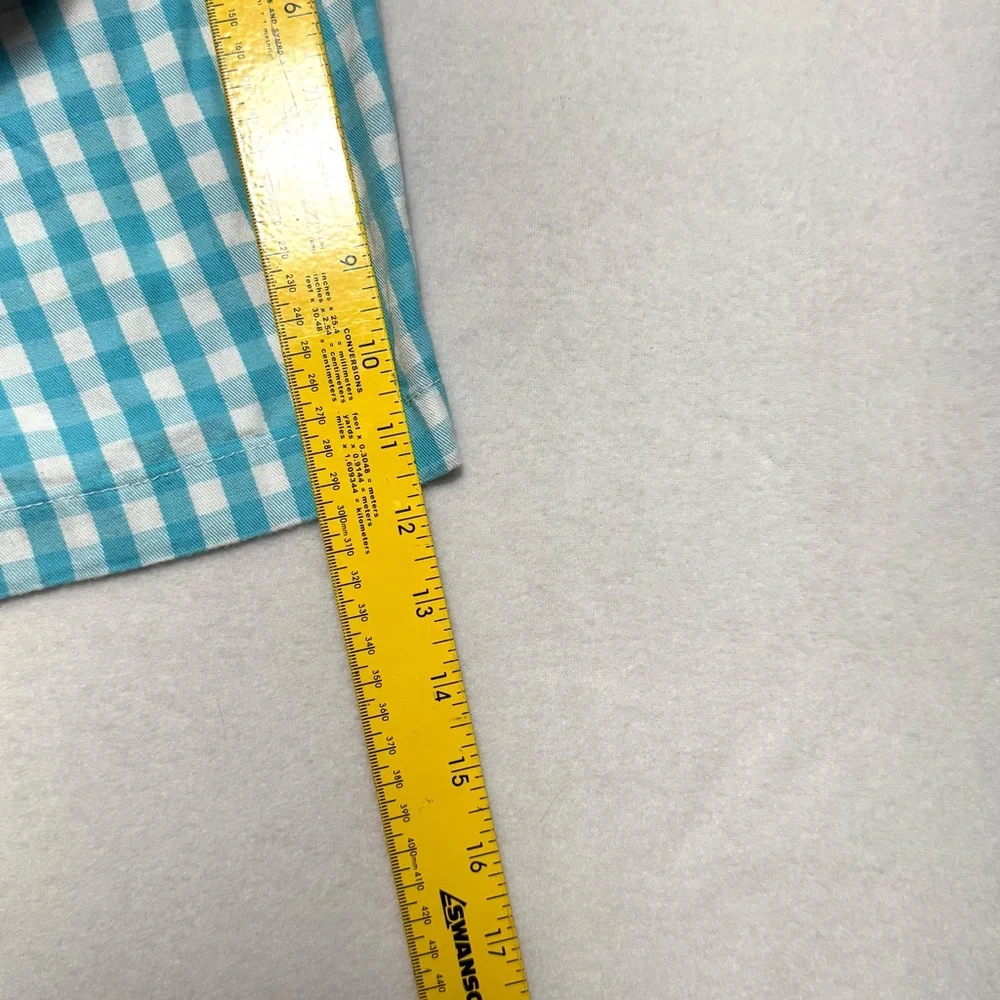 J. Crew Cotton Gingham Aqua & White Short Size 2 - Picture 6 of 11